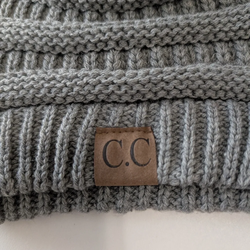 C.C Trendy Gray Warm Chunky Soft Stretch Cable Knit Skully Beanie Hats Cap